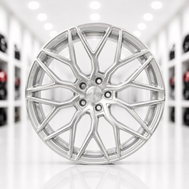 Brushed silver Y-spoke alloy wheel